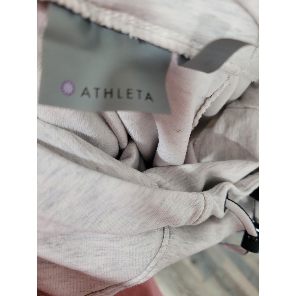 Athleta Light Gray Heathered Cowl Neck Thumbhole Hoodie Sweatshirt Size S #21 - Picture 6 of 7